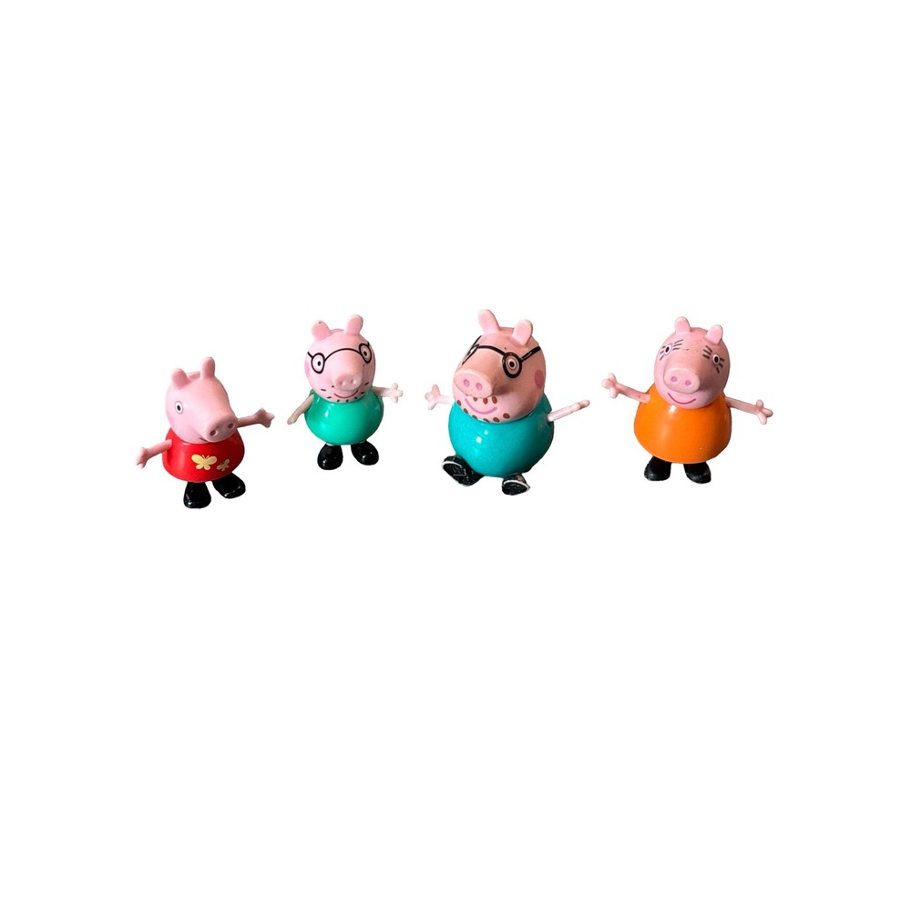 Peppa Pig Family Action Figure Toy Lot Peppa George Mummy Daddy Pig Plastic 4pc